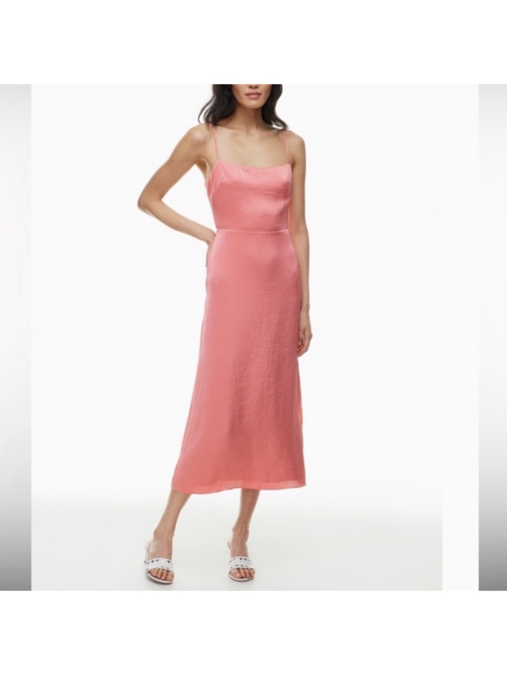 Wilfred by Aritzia Magdalena Effortless Satin Midi Slip Dress Earthen Red 6 NWT